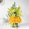Buy Sunshine Yellow Lilies & Roses in Vase
