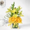 Sunshine Yellow Lilies & Roses in Vase Online