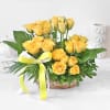 Sunshine Yellow Roses in Basket Arrangement Online