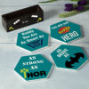Gift Super Hero Dad Personalized Coasters With Stand