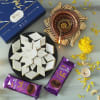 Swastik Clay Diya with Dairy Milk Silk Bars & Kaju Katli (500 gms) Online