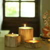 Gift Tea-light Candles with Wooden Pillar Holders