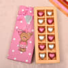 Gift Teddy Box of Dark and Milk Heart Shape Chocolates