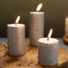 Buy Textured Hand Painted Pillar Candles - Silver (Set of 3)