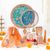 Traditional Blue Karwa Chauth Pooja Thali Set Online