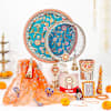 Traditional Blue Karwa Chauth Pooja Thali Set Online