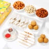 Traditional Kundan Polki Rakhis And Tasty Treats Hamper Online