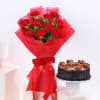 Truffle Delight Cake With Bunch Of Red Carnations (Half kg) Online