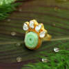 Gift Turquoise & White Pearls Handmade Ring