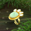 Turquoise & White Pearls Handmade Ring Online