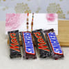 Two Classy Rakhis with Two Mars & Snickers Chocolates Online