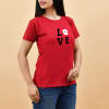 Gift Valentine's Kiss Day Cotton T-Shirt for Women - Red