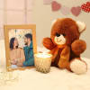 Valentine Teddy And Candles Personalized Hamper Online