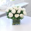 Gift Vase Arrangement 15 White Roses with Black Forest Cake (Half Kg)