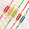 Gift Velvet Beads Rakhi Set Of 5 With Assorted Laddoos