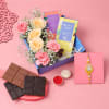 Velvety Chocolates & Floral Wish Rakhi Hamper Online