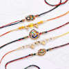 Gift Vibrant Peacock And Pearl Rakhis - Set Of 5