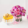 Vibrant Sunny Frosted Cake With Charming Arrangement Online