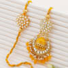 Vibrant Yellow Meena And Beads Bhaiya Bhabhi Rakhi Online