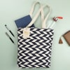 Weaves Print Canvas Tote Bag - White Online