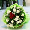 White and Red Roses Bouquet Online