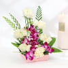 White Roses and Orchids in Cane Basket Online
