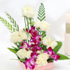 Shop White Roses and Orchids in Tray
