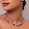 Buy Wine Coloured Stone and CZ Necklace Set