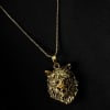 Gift Wolf Engraved Oxidised Gold Finish Men's Pendant