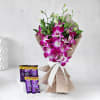 Wonderful Orchids Bouquet with Cadbury Dairy Milk Bars (5 pcs) Online