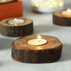 Gift Wooden Log Candle Diya Set