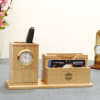 Wooden Pen Holder with Clock - Customized with Logo Online
