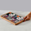 Gift Wooden Serving Platter with Hand-Painted Floral Design