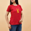 Gift Xmas Reindeer Cotton T-Shirt for Women - Red