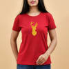 Xmas Reindeer Cotton T-Shirt for Women - Red Online