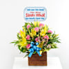 Yellow and Pink in Square Basket Online