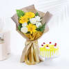 Yellow Blooms Bouquet with Pineapple Cake Online