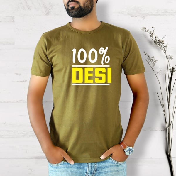 100% Desi Half Sleeve Men's T-Shirt - Olive