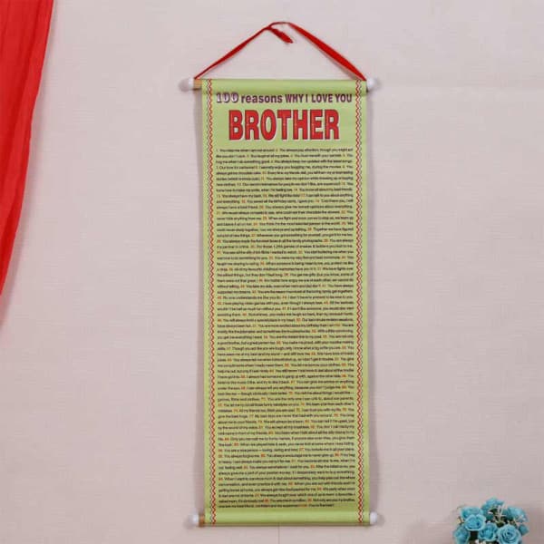 100 Reasons Why I love You Brother Quote Poster Scroll