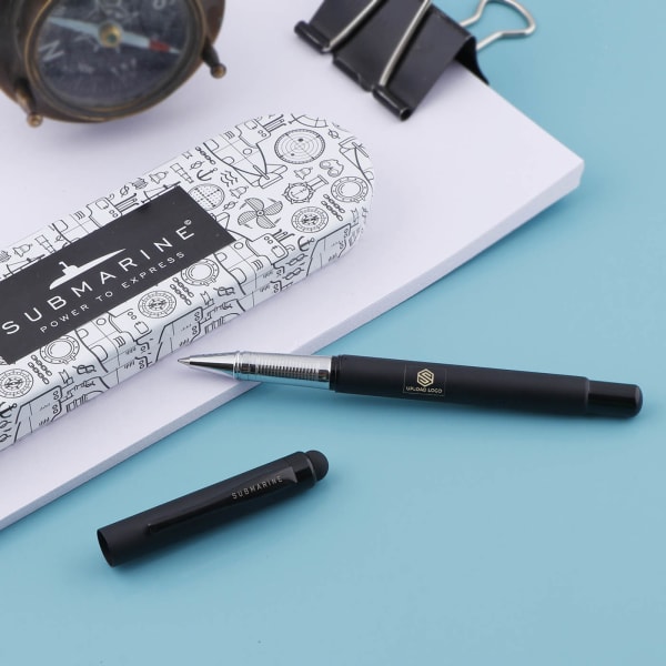 2-in-1 Stylus & Matte Black Roller Pen - Customized with Logo