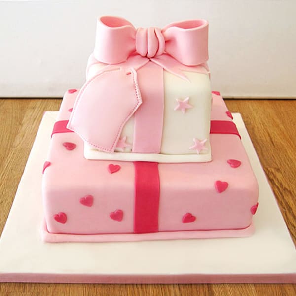 2 Tier Pink Gift Box Cake (3.5 Kg)