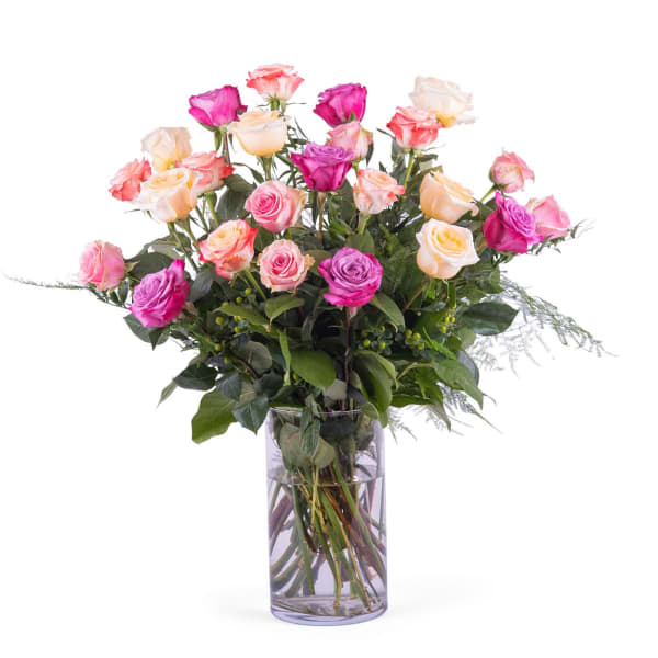 24 Long-stemmed Multicoloured Roses
