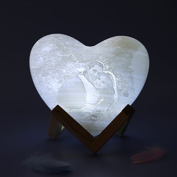 3D Moon Personalized Heart Lamp With Stand