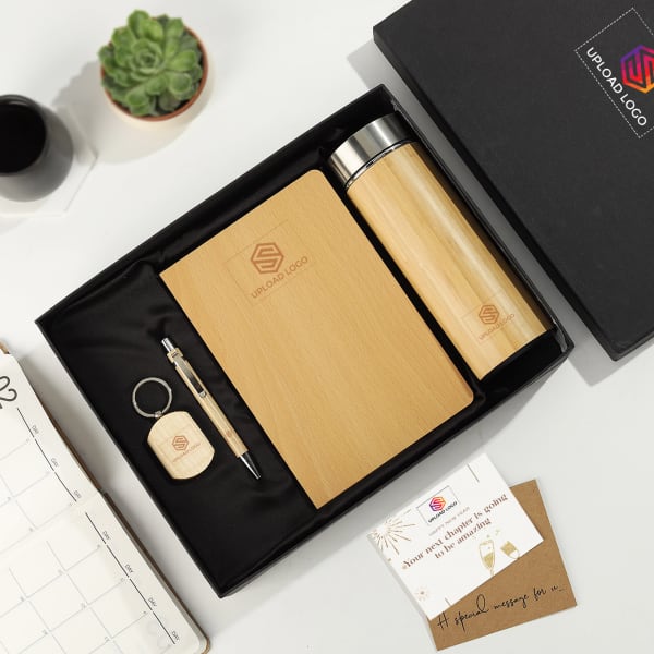 4-in-1 Wooden Diary Gift Set For Employee