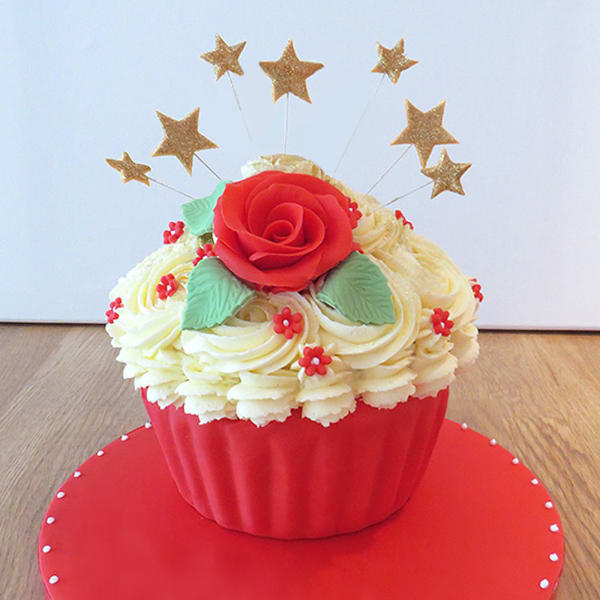 40th Giant Cupcake with Red Flowers (3 Kg)