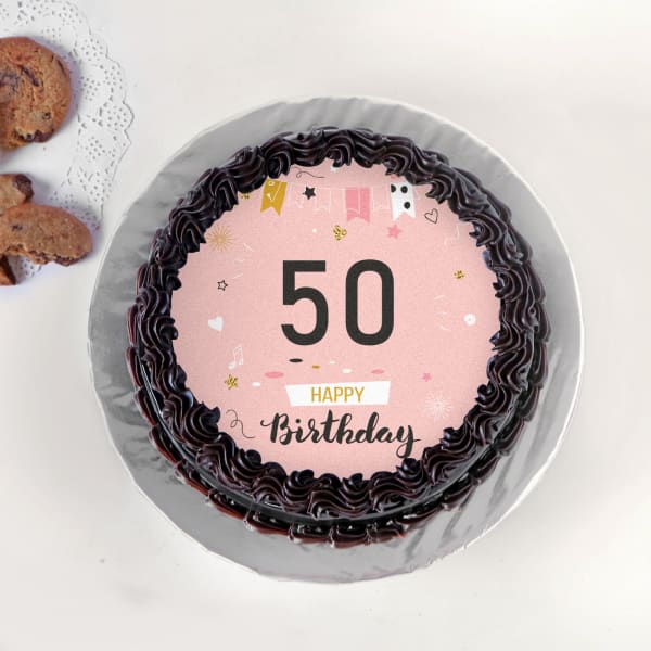 50th Birthday Chocolate Cake For Her (Half Kg): Order Cakes Online ...