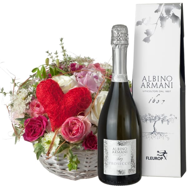 A Basket Filled with Love, with Prosecco Albino Armani DOC 75cl : Gift/Send  Interflora Gifts Online ID1092473 |