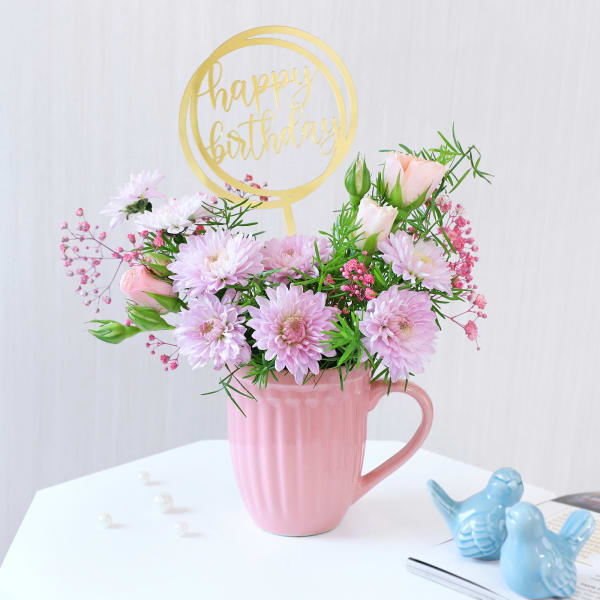 Adorable Birthday Pink Floral Arrangement