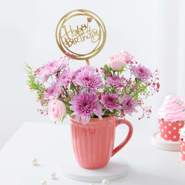 Adorable Birthday Pink Floral Arrangement