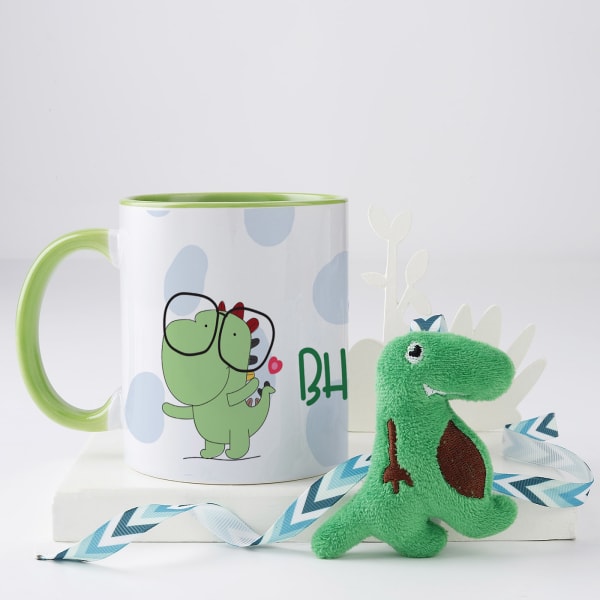 Adorable Dinosaur Kids Rakhi With Personalized Mug
